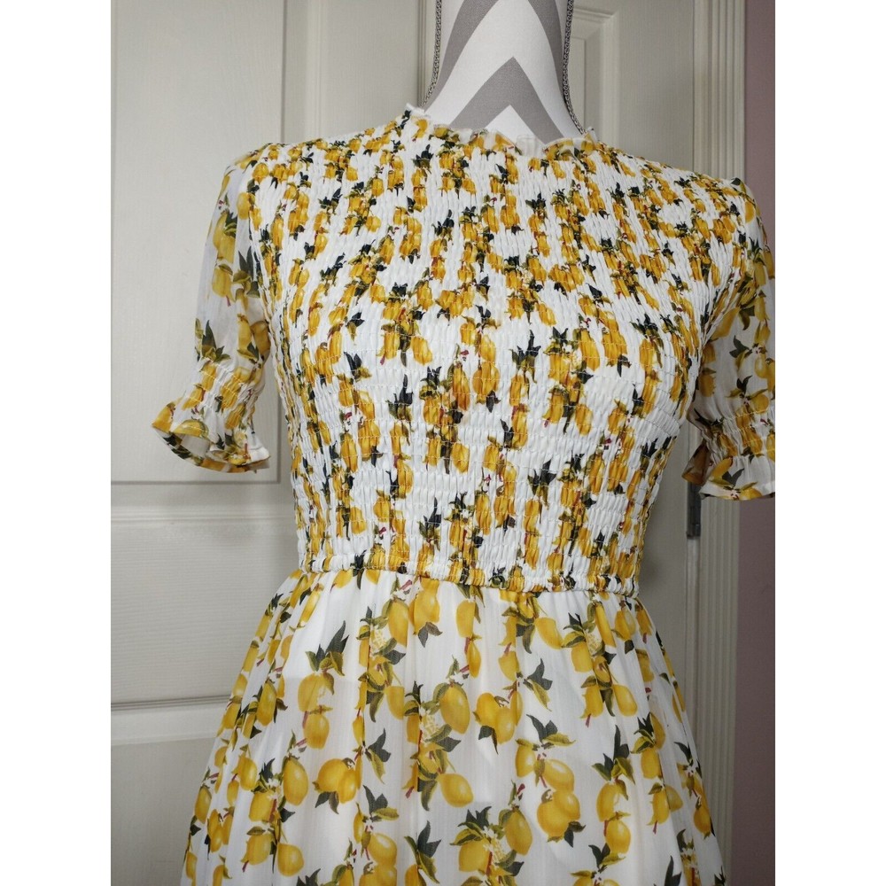 Ivy City Co Hollie Dress Lemon Floral Smocked Maxi Length S .Small - Picture 12 of 12